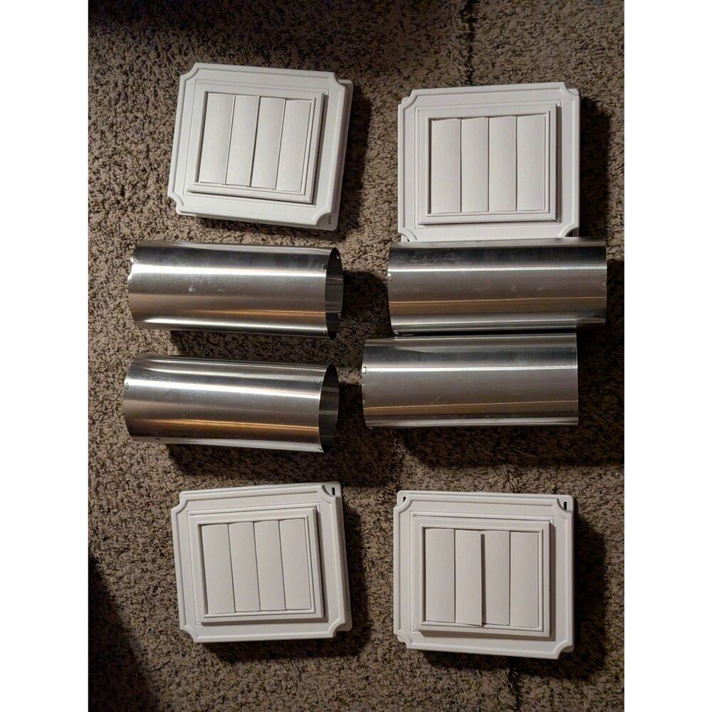 Top Shield Scallop Exhaust Vent 4 Pack White Vinyl Wall Louvered Cap Kit New